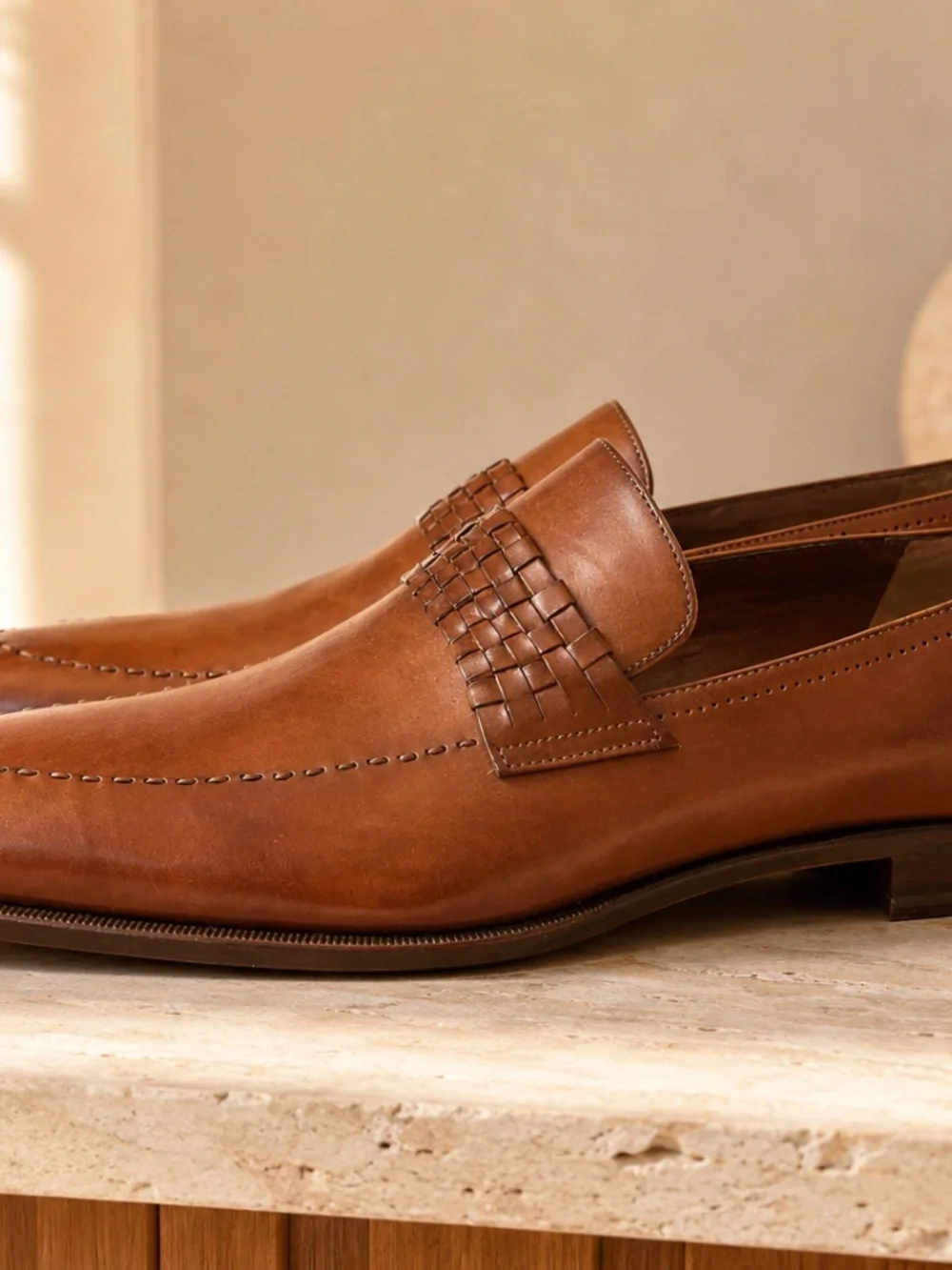 Fratelli Rossetti Splendor Cognac Leather Penny Loafers Mens 9.5 Italy NWOB